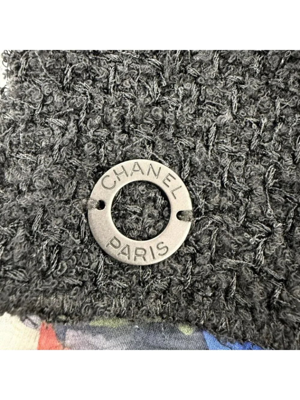 Chanel Vintage Silk CC Logo Circle Parts Tweed Jacket Skirt Set 34